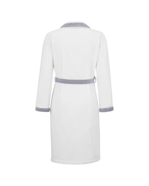Boss White Cotton-Velvet Dressing Gown With Embroidered Logo