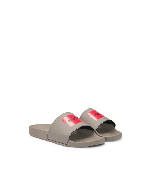HUGO Brown Slides With Logo Strap for men