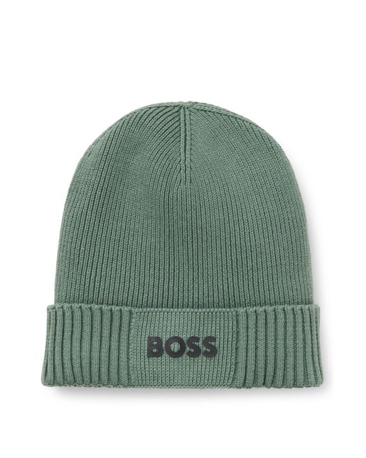 Bonnet À Logo En Coton Et Laine Vierge Boss pour homme en coloris Green