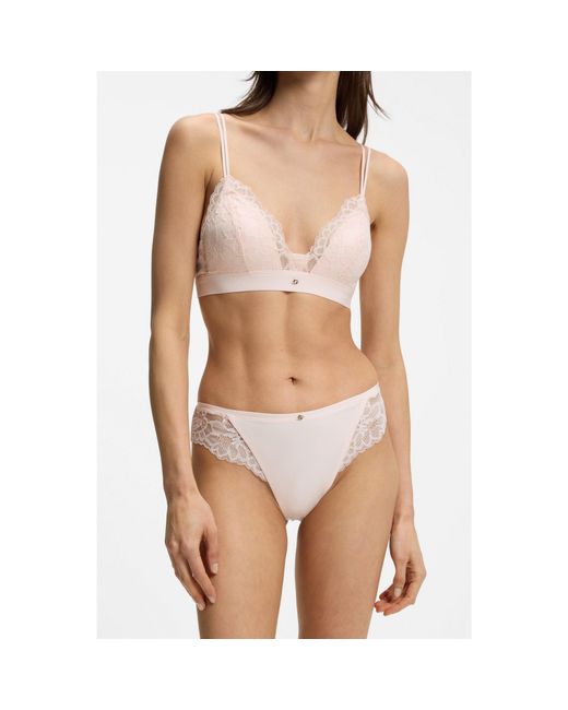 Boss Natural Lace Briefs With Mesh Pleating Details