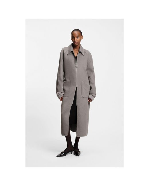 HUGO Gray Belted Coat