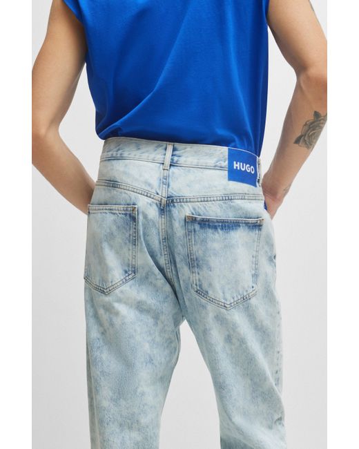 HUGO Baggy-fit Jeans Van Lichtblauw Gewassen Denim in het Blue voor heren