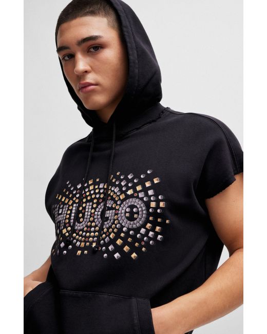 BOSS by HUGO BOSS Sleeveless Cotton Hoodie With Stud effect