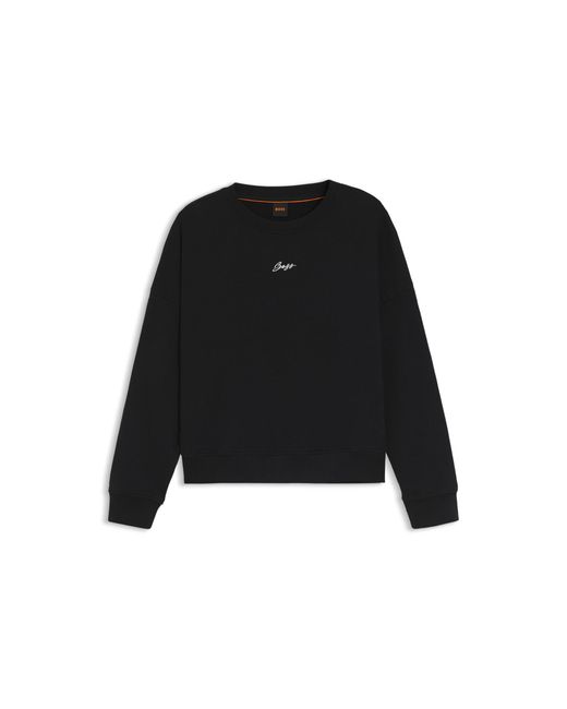 Boss Black Cotton-Terry Sweatshirt With Handwritten Logo