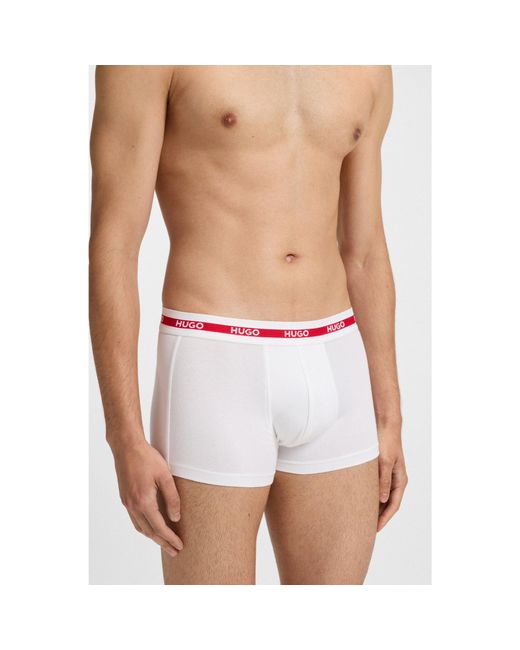 HUGO White Three-Pack Of Logo Trunks for men