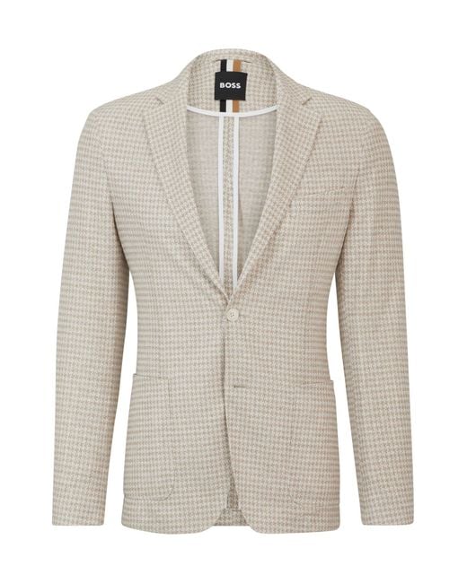 Boss Natural Slim-fit Jacket In All-over Patterned Jersey for men