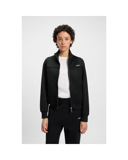 Boss Black Zip-Up Sweatshirt With Contrast Logo