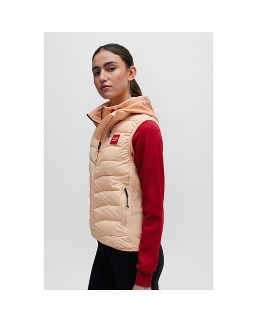 Boss Red Equestrian Padded Gilet With Silicone Logo Patch