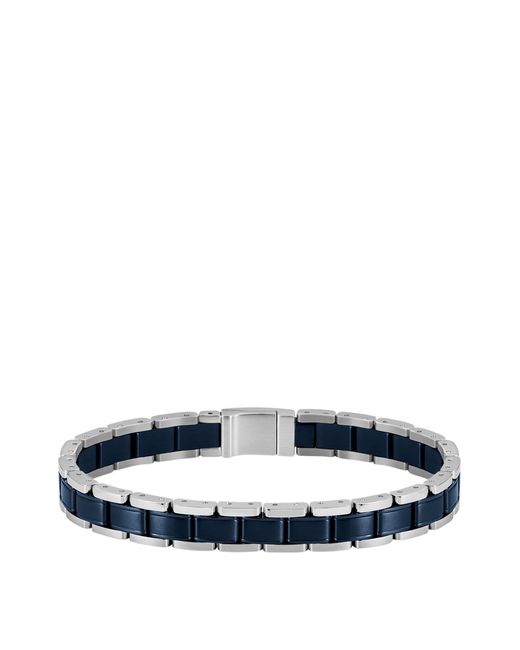 Boss Armband Aus Silberfarbenem Und Blau Beschichtetem Edelstahl in Blue für Herren