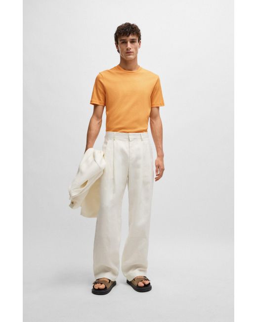Boss Regular-Fit T-Shirt aus merzerisierter Baumwolle mit Struktur in Orange für Herren