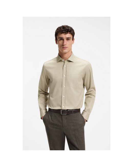 Boss Natural Casual-Fit Cotton Shirt With Spread Collar for men