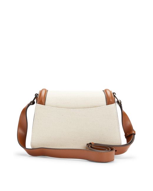 Boss Natural Cotton-blend Saddle Bag With Leather Trims