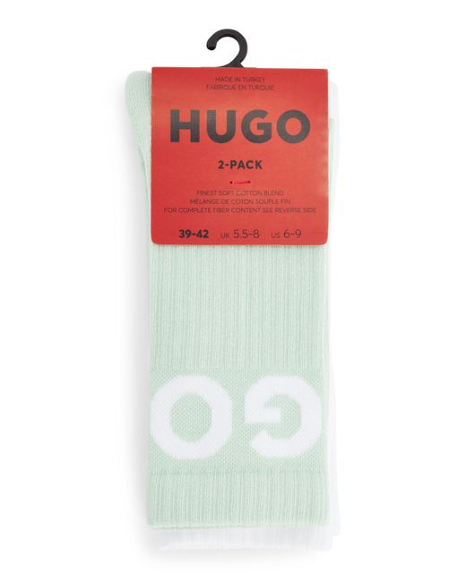 HUGO White Two-pack Of Short-length Socks With Logo Details for men