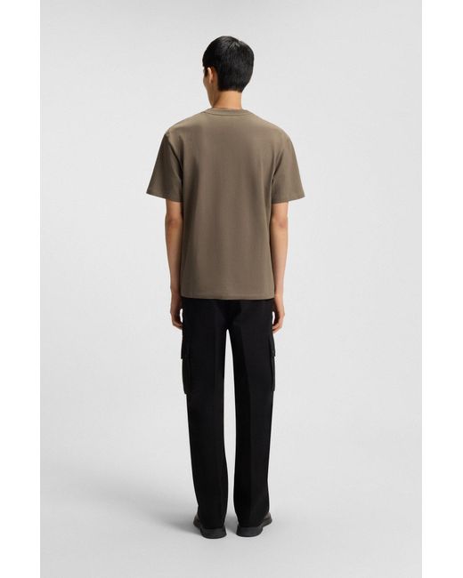 HUGO Relaxed-Fit T-Shirt Van Katoen Met Logoprint in het Brown voor heren