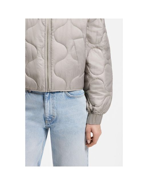 HUGO Gray Water-Repellent Jacket With Onion Quilting