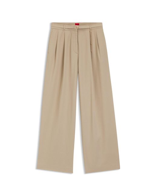 HUGO Natural Straight-Fit Trousers With-Tone Carabiner Chain
