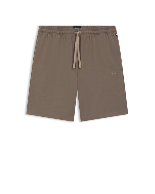 Boss Shorts Van Stretchkatoen Met Logostiksel in het Brown voor heren