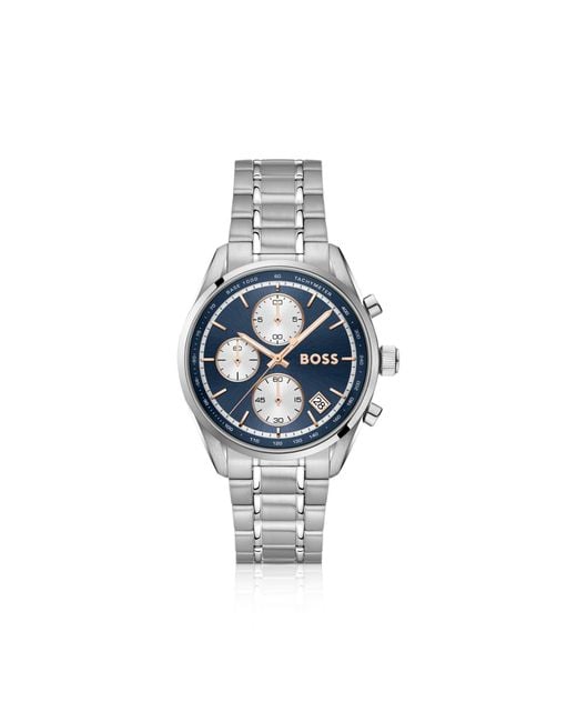 Boss Blue Grand Prix Stainless-Steel Watch With Dial for men