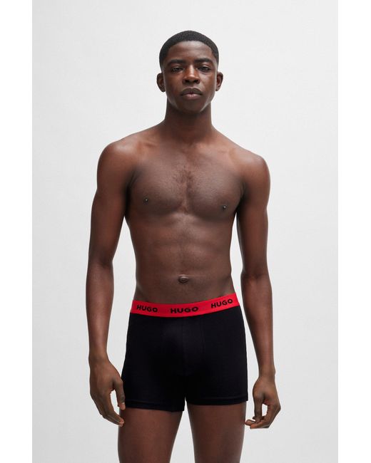 HUGO Red Three-pack Of Stretch-cotton Boxer Briefs With Logos for men