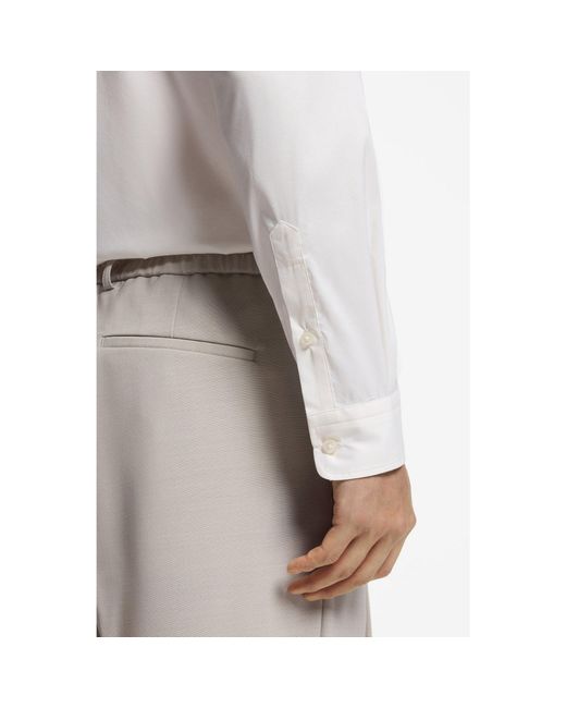 Boss White Performance Regular-Fit Shirt With Micro Pattern for men