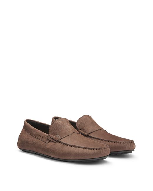 Boss Loafer Aus Nubukleder Mit Profilsohle in Brown für Herren
