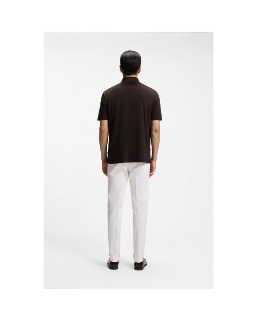 Boss Black Cotton Polo Shirt With Tonal Logo Badge for men