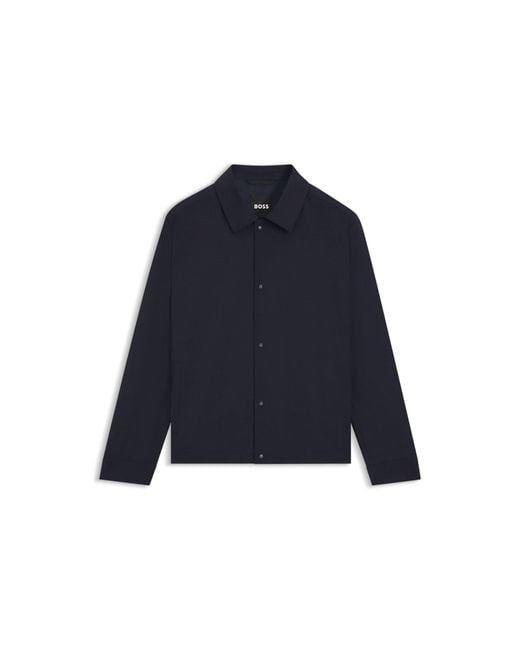 Boss Blue Relaxed-Fit Overshirt for men