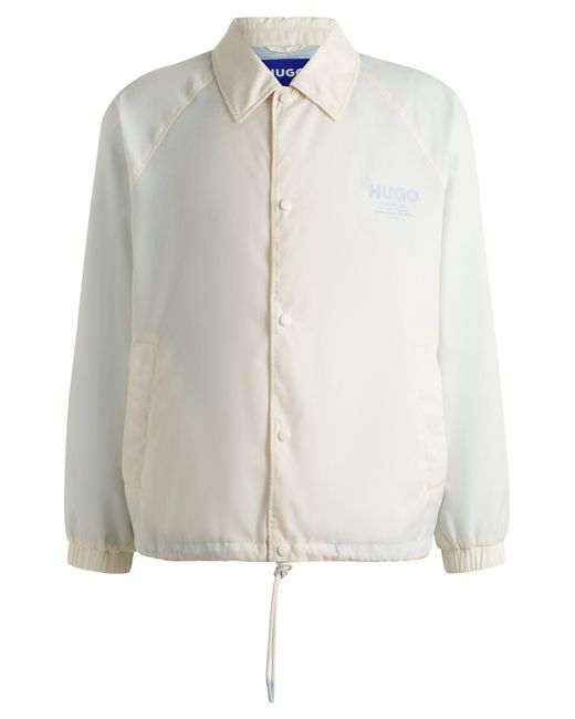 HUGO Regular-Fit Waterafstotend Coachjack Met Logoprints in het White voor heren