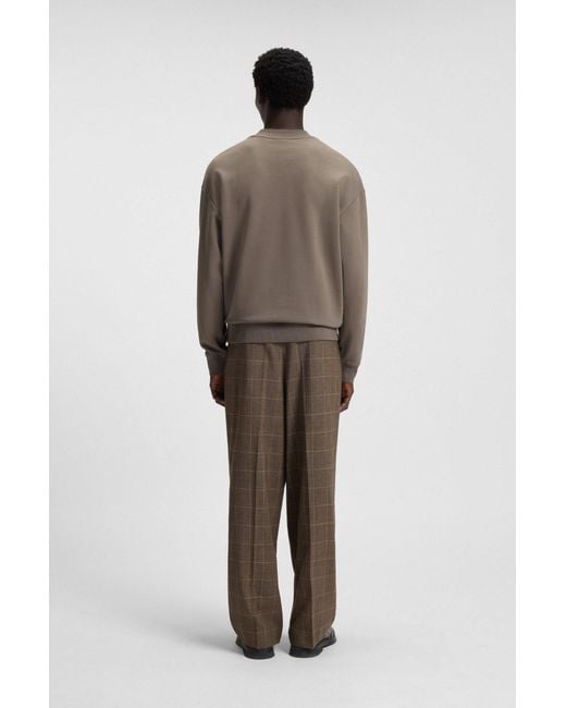 HUGO Relaxed-Fit Sweatshirt Aus Baumwoll-Terry Mit Logo-Print in Brown für Herren