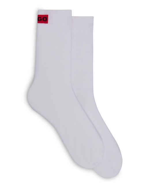 Lot de deux paires de chaussettes mi-mollet à logo HUGO en coloris White