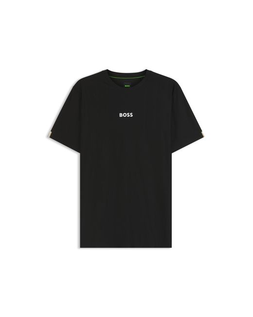 Boss Black Active Jacquard-Stripe Slim-Fit T-Shirt With Logo Print for men