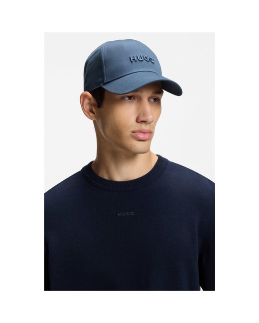 HUGO Blue Cotton-Twill Cap With Logo for men
