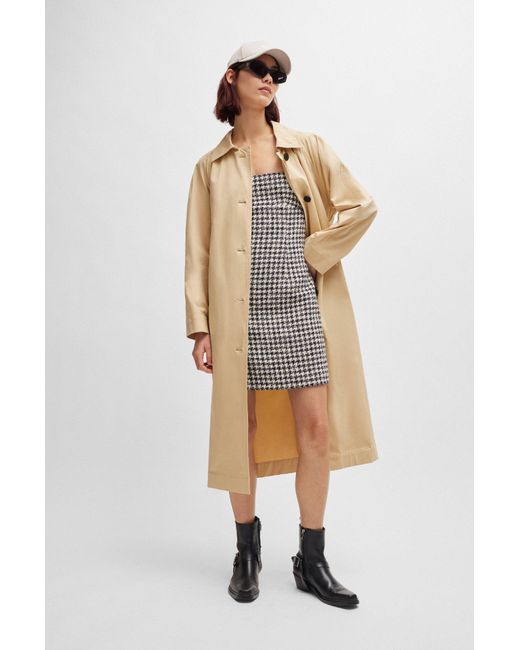 HUGO Natural Relaxed-fit Trench Coat In Stretch Cotton
