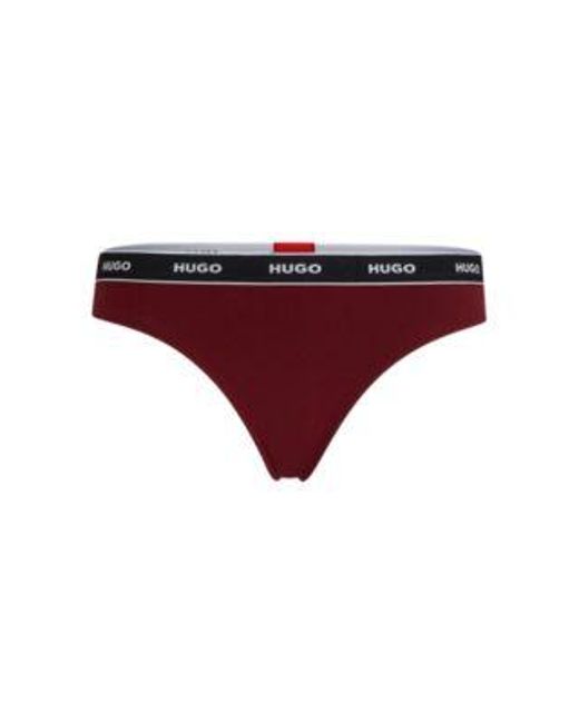 String en coton stretch avec taille logotée HUGO en coloris Red