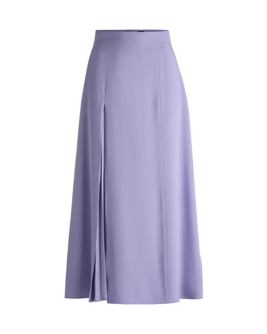 Boss Purple Maxi Skirt With Plissé Detail