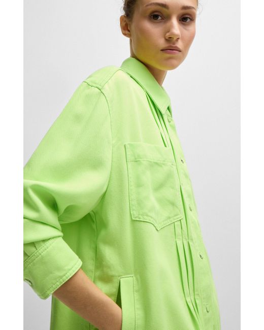 Boss Green Relaxed-fit Overshirt In Soft Twill
