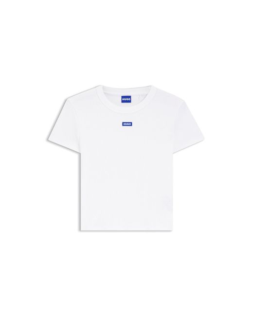 HUGO White Slim-Fit Cropped T-Shirt