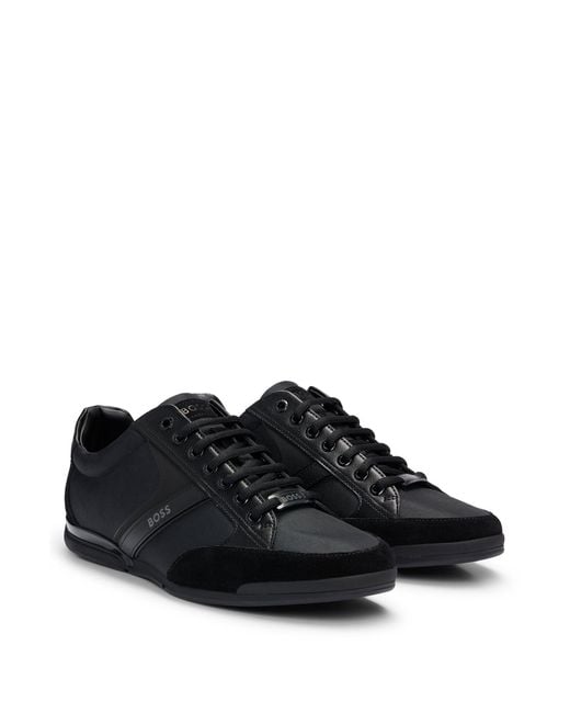 Boss Black Mixed-material Trainers With Suede And Faux Leather for men
