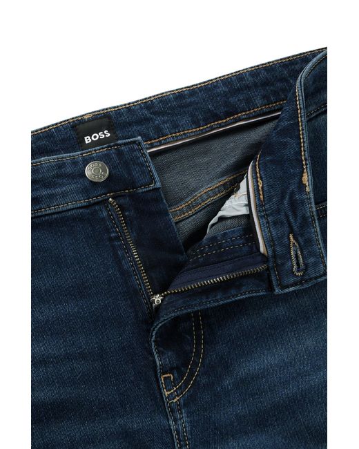 Boss Slim-fit Jeans In Dark-blue Comfort-stretch Denim for men