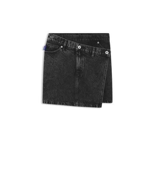 HUGO Black Denim Skirt With Asymmetric Waistband