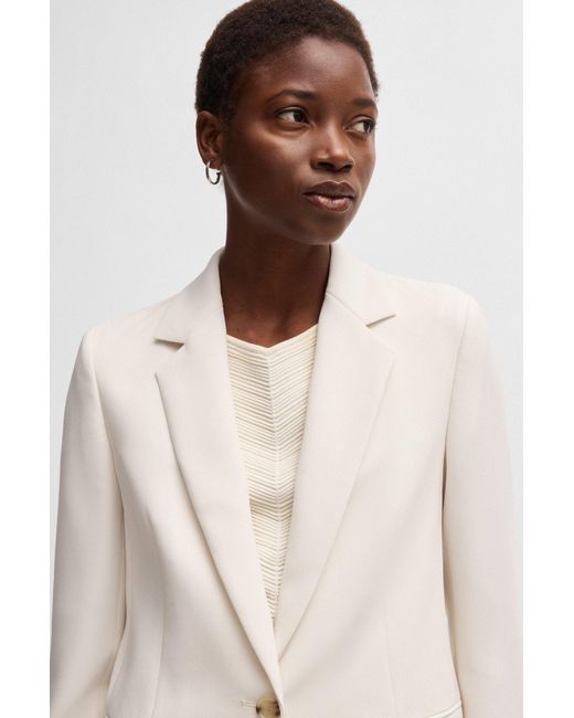 Boss White Regular-Fit Blazer Aus Knitterfreiem Krepp