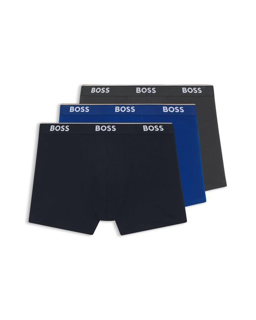 Boss Set Van Drie Boxershorts Met Logo's Van Stretchkatoen in het Blue voor heren