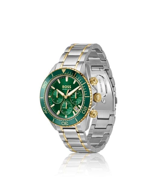 Boss Green Sealiner Two-Tone Chronograph Watch With Dial for men