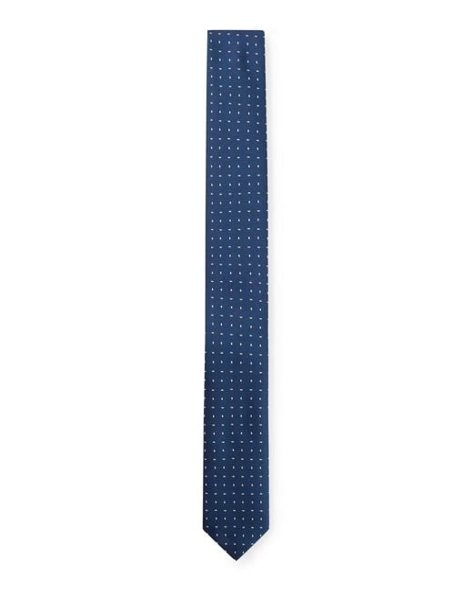 Boss Blue Italian-made Patterned Tie With Travel Pouch for men