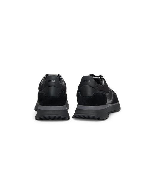 Boss Black Mixed-Material Trainers With Mesh And Leather for men