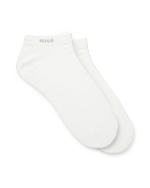 Lot de deux paires de chaussettes basses en tissu stretch Boss pour homme en coloris White