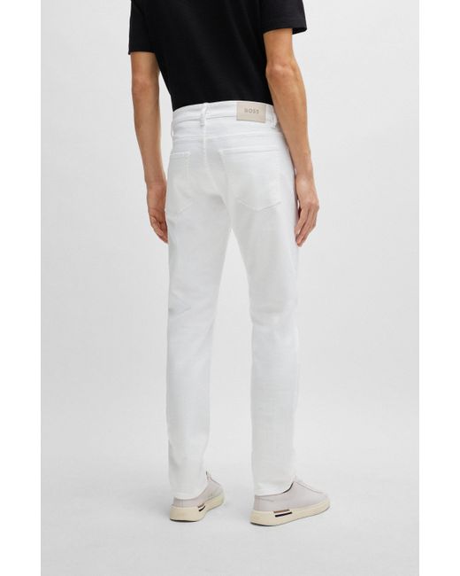Boss Slim-Fit Jeans aus weißem Denim mit Kaschmir-Haptik in White für Herren