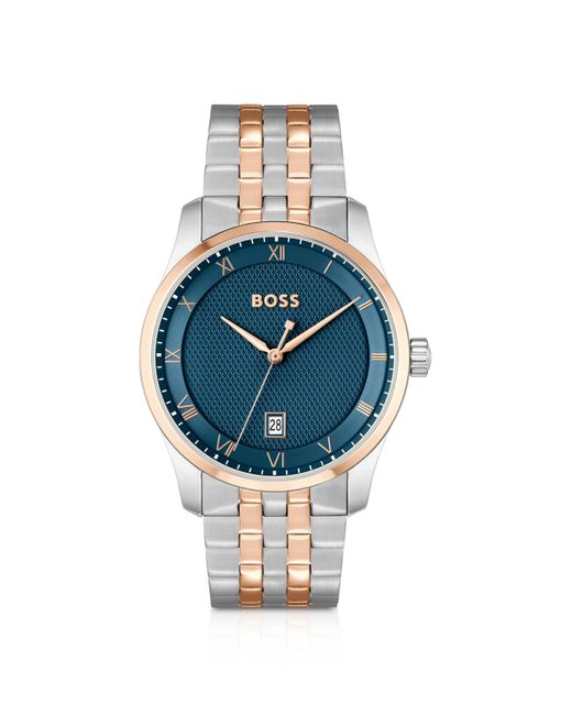 BOSS Tweekleurig Horloge Met Blauwe Wijzerplaat Met Dessin En Geschakelde Polsband in het Blauw voor heren Lyst NL