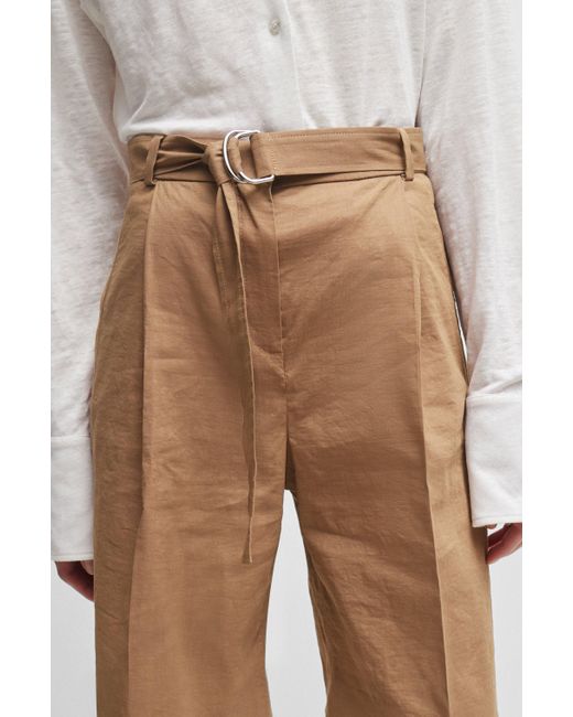 Boss Brown Relaxed-Fit Shorts aus elastischem Leinen-Mix