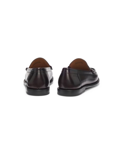 Boss Black Leather Loafers With Penny Trim for men